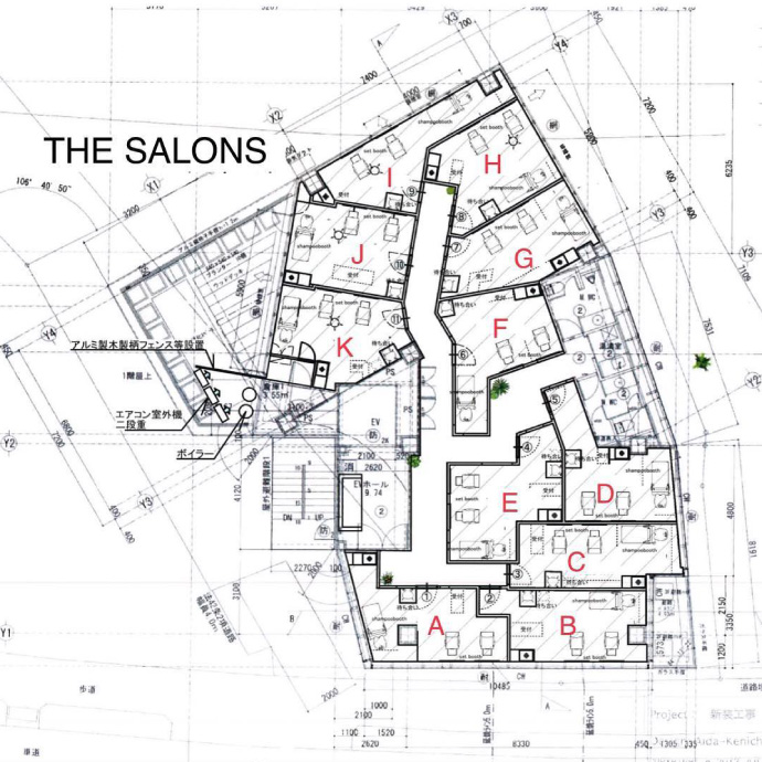 モール型美容室TheSalons1号店見取り図
