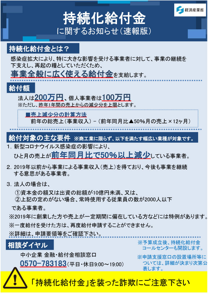 「持続化給付金」の申請要領