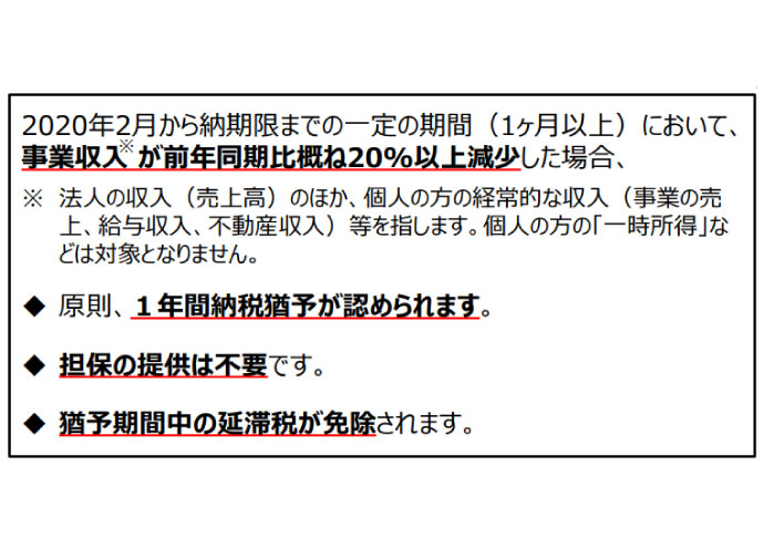 コロナ禍の対策　納税猶予・支払い猶予で当面の支出を抑える