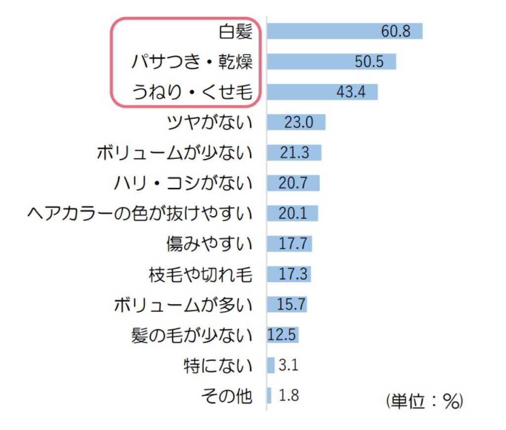 女性の髪の悩み調査2022髪の毛の悩み全世代回答