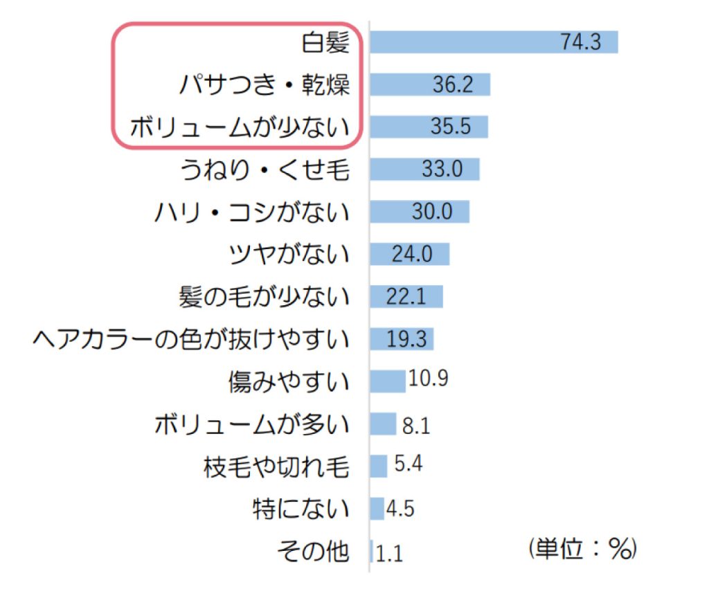 女性の髪の悩み調査2022髪の毛の悩み60代回答