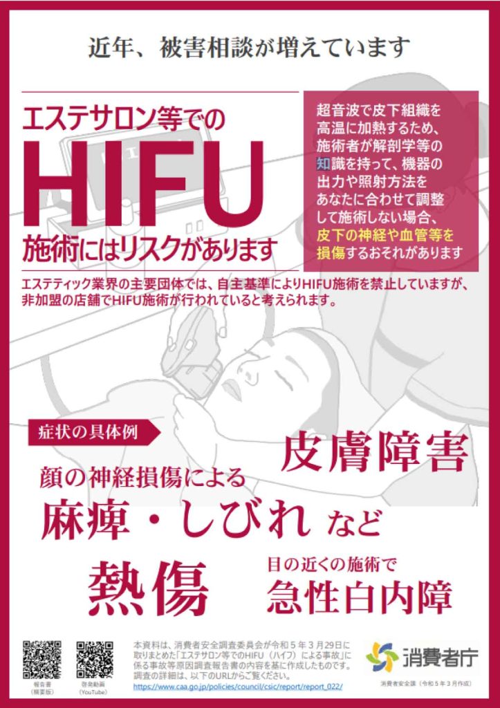 HIFUの危険性を啓発する消費者庁のリーフレット