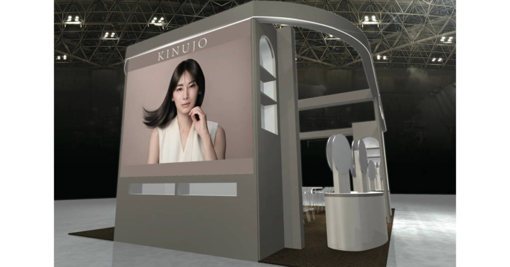 広告モデルの北川景子さんが描かれたビューティーワールドジャパン大阪のKINUJOブースのイメージ図